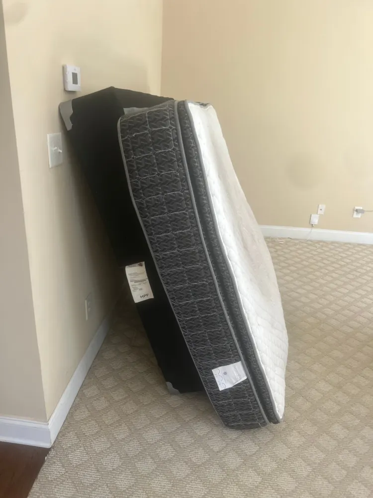 Mattress and box spring ready for pickup