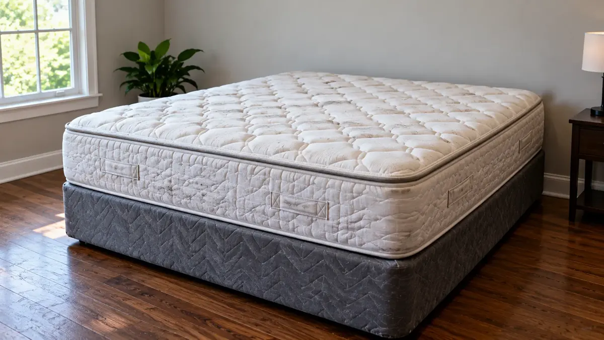 Mattress and box spring ready for removal